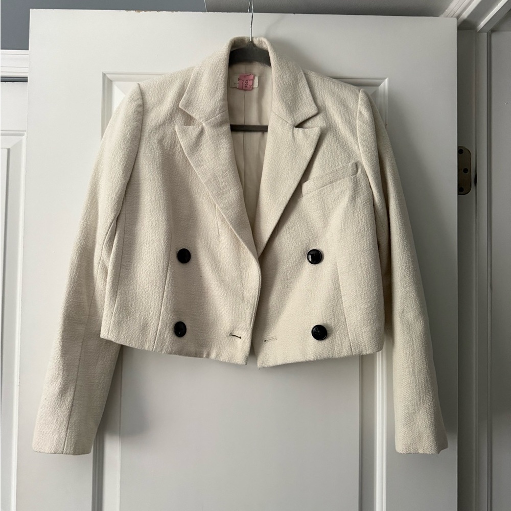 Maeve Anthropologie Cream Double-Breasted Blazer XS